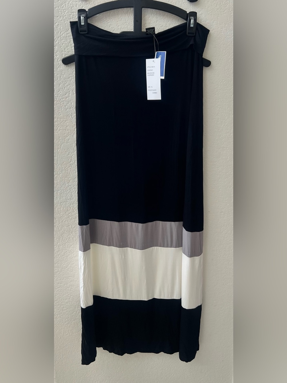 Design History Black Maxi Skirt with Gray and White Colorblock